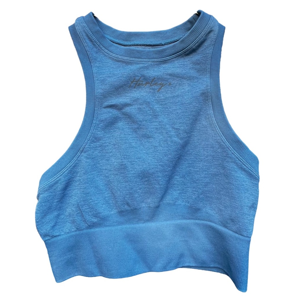 Hurley Cropped Workout Blue Halter Top